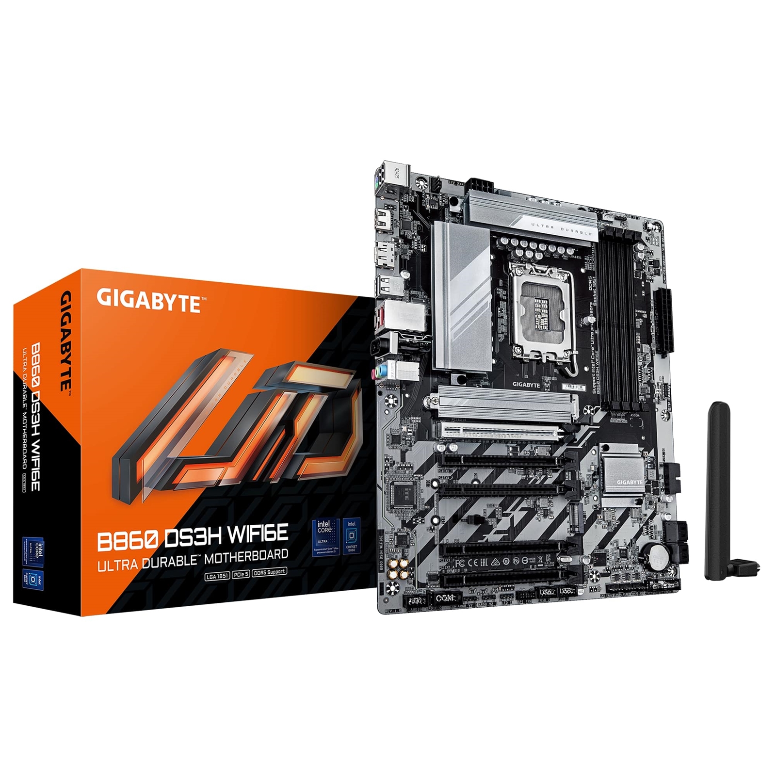 Gigabyte B860 DS3H WIFI6E Intel 1851 Socket Motherboard, ATX, 4x DDR5 Slots, 2x M.2 Sockets, 2x USB-C Port, 2.5GbE LAN, Wi-Fi 6E, 1x DisplayPort / 1x HDMI Port - Image 4