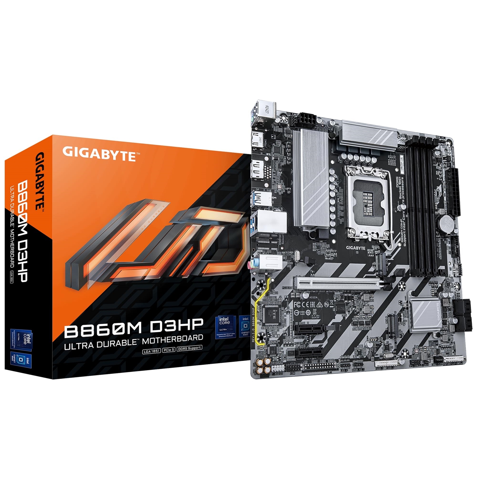 Gigabyte B860M D3HP Intel 1851 Socket Motherboard, Micro-ATX, 4x DDR5 Slots, 2x M.2 Sockets, 1x USB-C Port, GbE LAN, 1x DisplayPort / 1x HDMI Port - Image 4