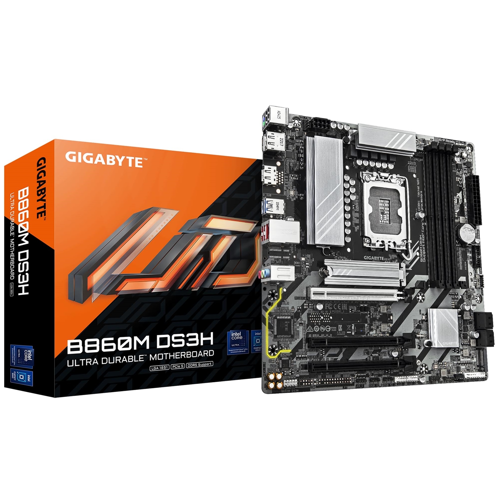 Gigabyte B860M DS3H Intel 1851 Socket Motherboard, Micro-ATX, 4x DDR5 Slots, 2x M.2 Sockets, 1x USB-C Port, 2.5GbE LAN, 2x DisplayPorts / 1x HDMI Port - Image 4