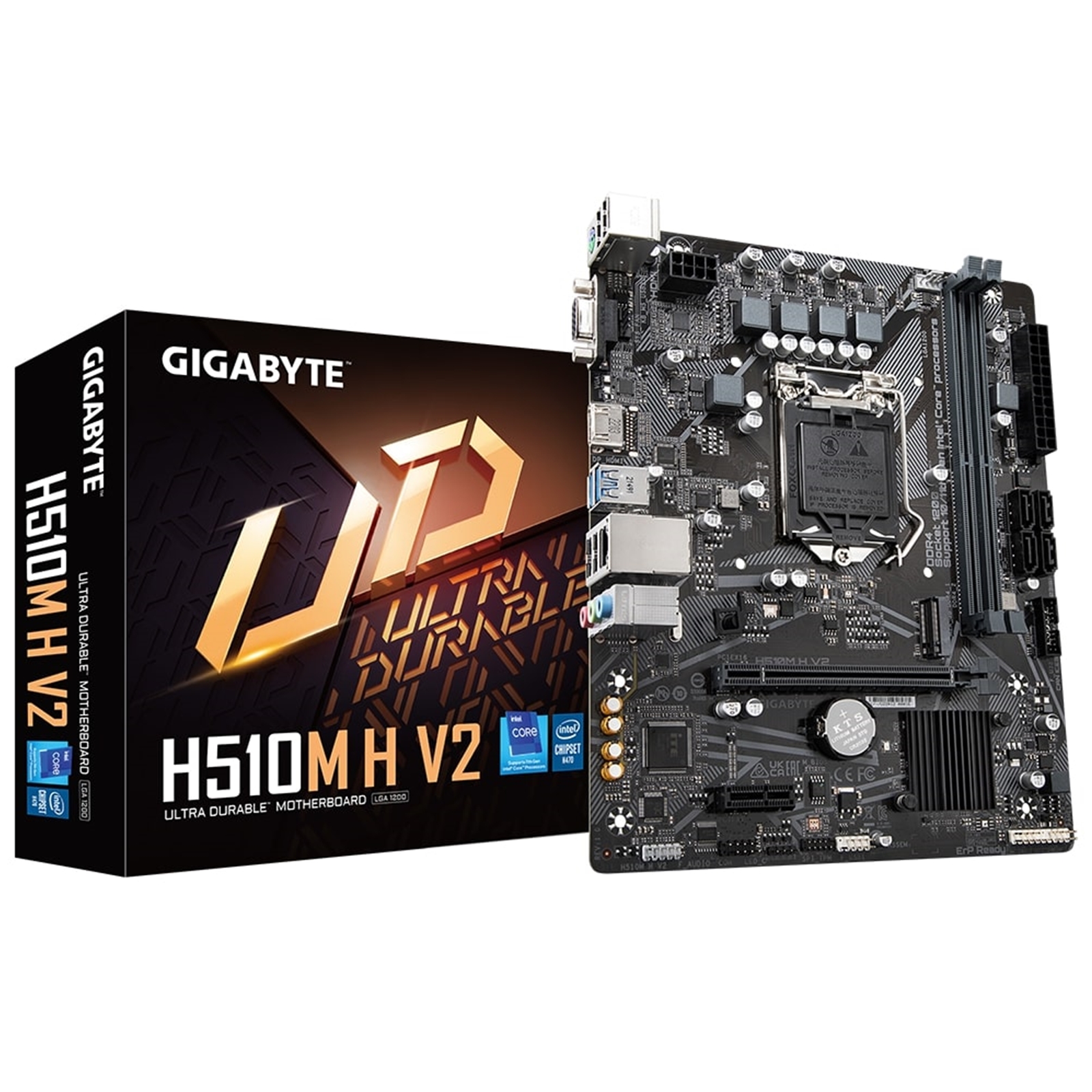 Gigabyte H510M H V2 Ultra Durable Intel 1200 Socket Motherboard, Micro-ATX, 2x DDR4 Slots, 1x M.2 Socket, GbE LAN, 1x D-Sub / 1x HDMI Port - Image 4