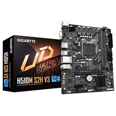 Gigabyte H510M S2H V3 Ultra Durable Intel 1200 Socket Motherboard, Micro-ATX, 2x DDR4 Slots, 1x M.2 Socket, GbE LAN, 1x D-Sub / 1x DisplayPort / 1x HDMI Port - Image 3