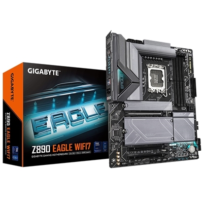 Gigabyte Z890 EAGLE WIFI7 Intel 1851 Socket Motherboard, ATX, 4x DDR5 Slots, 4x M.2 Sockets, 2x USB-C Port, Fitted I/O Shield, 2.5GbE LAN, Wi-Fi 7, 1x DisplayPort / 1x USB-C (USB4) - Image 3