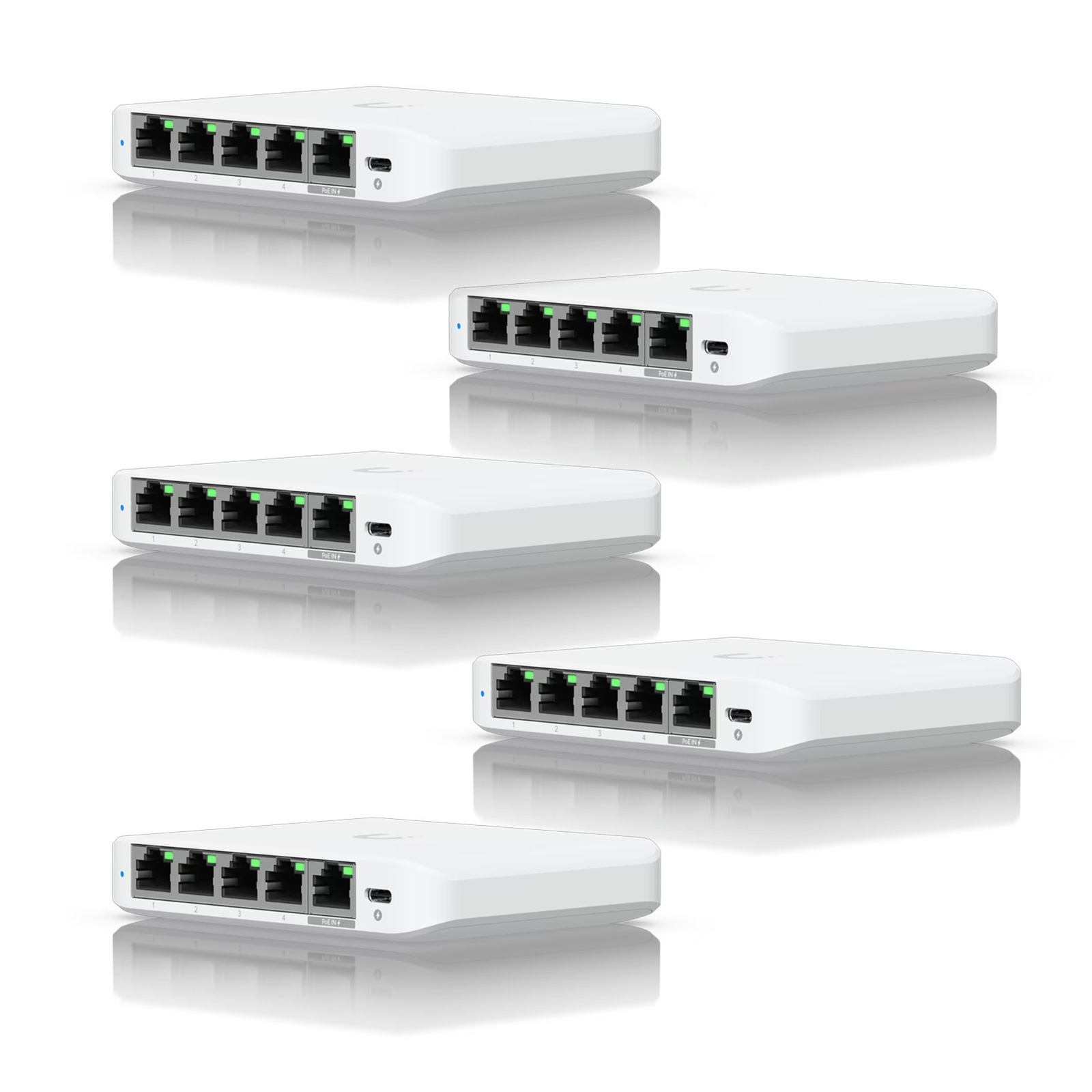 Ubiquiti USW-FLEX-MINI-5 UniFi USW Flex Mini 5 Port Smart Managed POE/USB C Powered Gigabit Network Switch (Five Pack, No PSU) - Image 4