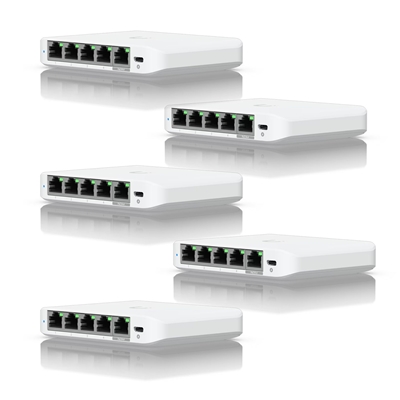 Ubiquiti USW-FLEX-MINI-5 UniFi USW Flex Mini 5 Port Smart Managed POE/USB C Powered Gigabit Network Switch (Five Pack, No PSU) - Image 3