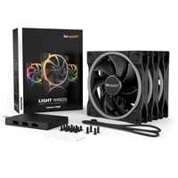 be quiet! Light Wings PWM Addressable RGB Fan Pack, 140mm, 1500RPM, 4-Pin PWM Fan & 3-Pin ARGB Connectors, Black Frame, Black Blades, ARGB Lighting on Front & Rear, Addressable RGB Hub Included - Image 9