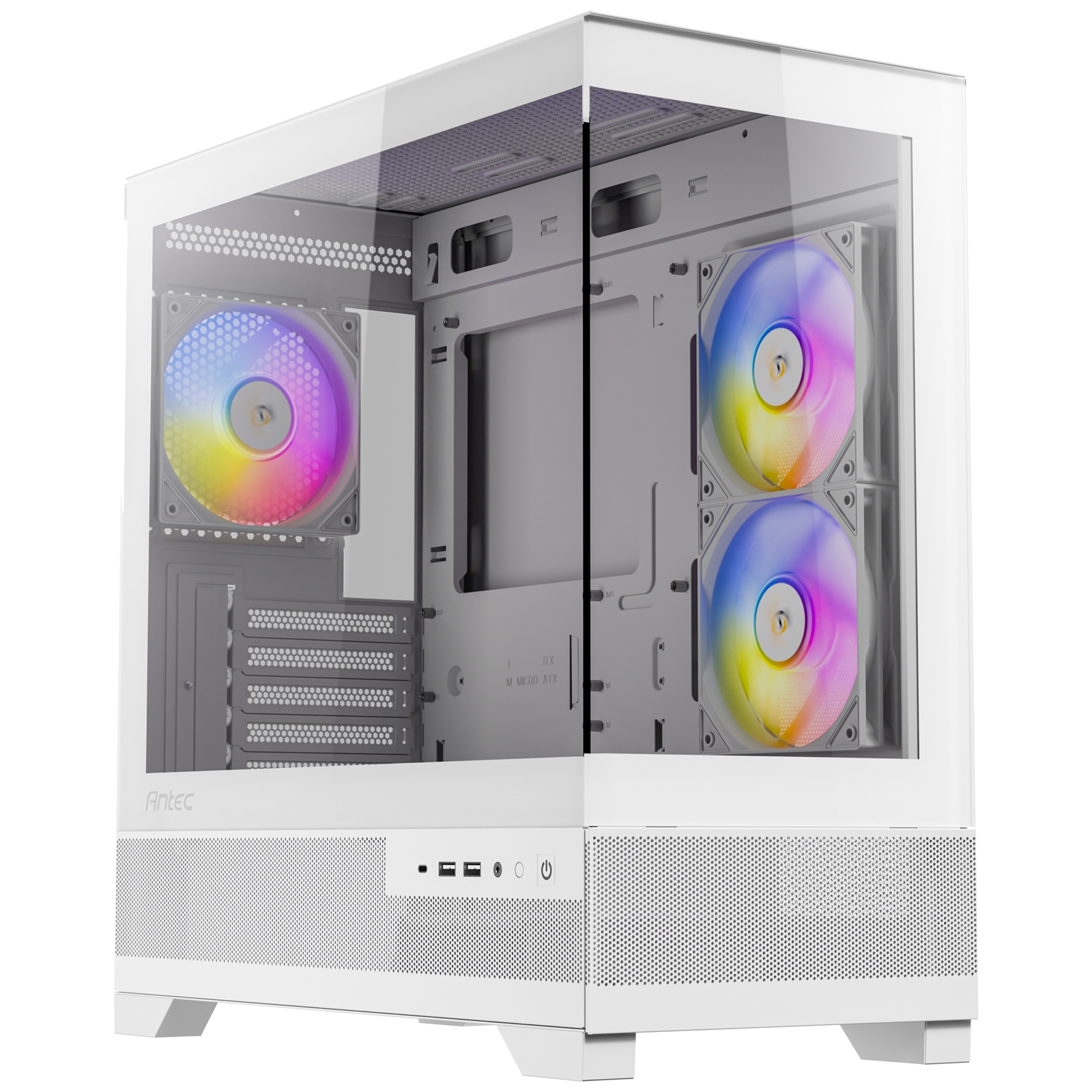ANTEC CX500M Micro Tower Gaming Case, White, 2 x USB 3.0 / 1 x USB Type-C, Tempered Glass Side Panel, Micro-ATX/ITX - Image 4