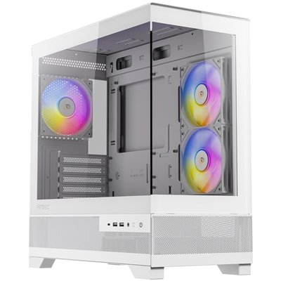 ANTEC CX500M Micro Tower Gaming Case, White, 2 x USB 3.0 / 1 x USB Type-C, Tempered Glass Side Panel, Micro-ATX/ITX - Image 3