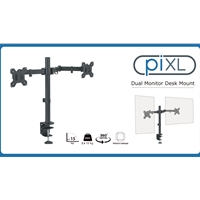 piXL Double Monitor Arm, For Upto 2x 27 inch Monitors, Desk Mounted, VESA dimensions of 75x75mm or 100x100mm, 180 Degrees Swivel, 15 Degrees Tilt, Weight Upto 10kg per screen, Built in Cable Management - Image 5