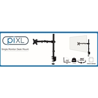 piXL Single Monitor Arm, For Screens Upto 32 inch, Desk Mounted, VESA dimensions of 75x75mm or 34 inch if 100x100mm Vesa, 180 Degrees Swivel, 15 Degrees Tilt, Weight Upto 10kg, Built in Cable Management, Black - Image 5