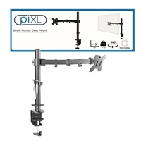 piXL Single Monitor Arm, For Screens Upto 32 inch, Desk Mounted, VESA dimensions of 75x75mm or 34 inch if 100x100mm Vesa, 180 Degrees Swivel, 15 Degrees Tilt, Weight Upto 10kg, Built in Cable Management, Black - Image 9