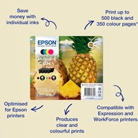 Epson 604 Multipack - Full Set of 4 Ink Cartridges - Pineapple (Original) C13T10G64010 Value Pack CMY (130 Pages) K (150 Pages) - Image 6