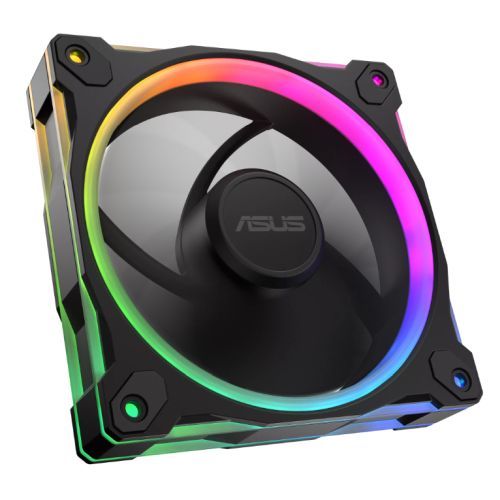 Asus Prime MR120 ARGB 120mm PWM Case Fan, Sleeve Bearing, 28mm Frame, Dual-Sided Lighting, 1600 RPM, Black