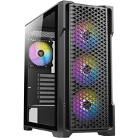 ANTEC AX90 Case, Black, Mid Tower, 1 x USB 3.0 / 2 x USB 2.0, Tempered Glass Side WIndow Panel, Diamond-Shaped Mesh Front Panel for Excellent Cooling Performance, 4 x Addressable RGB Fans Included with Hub - Image 2
