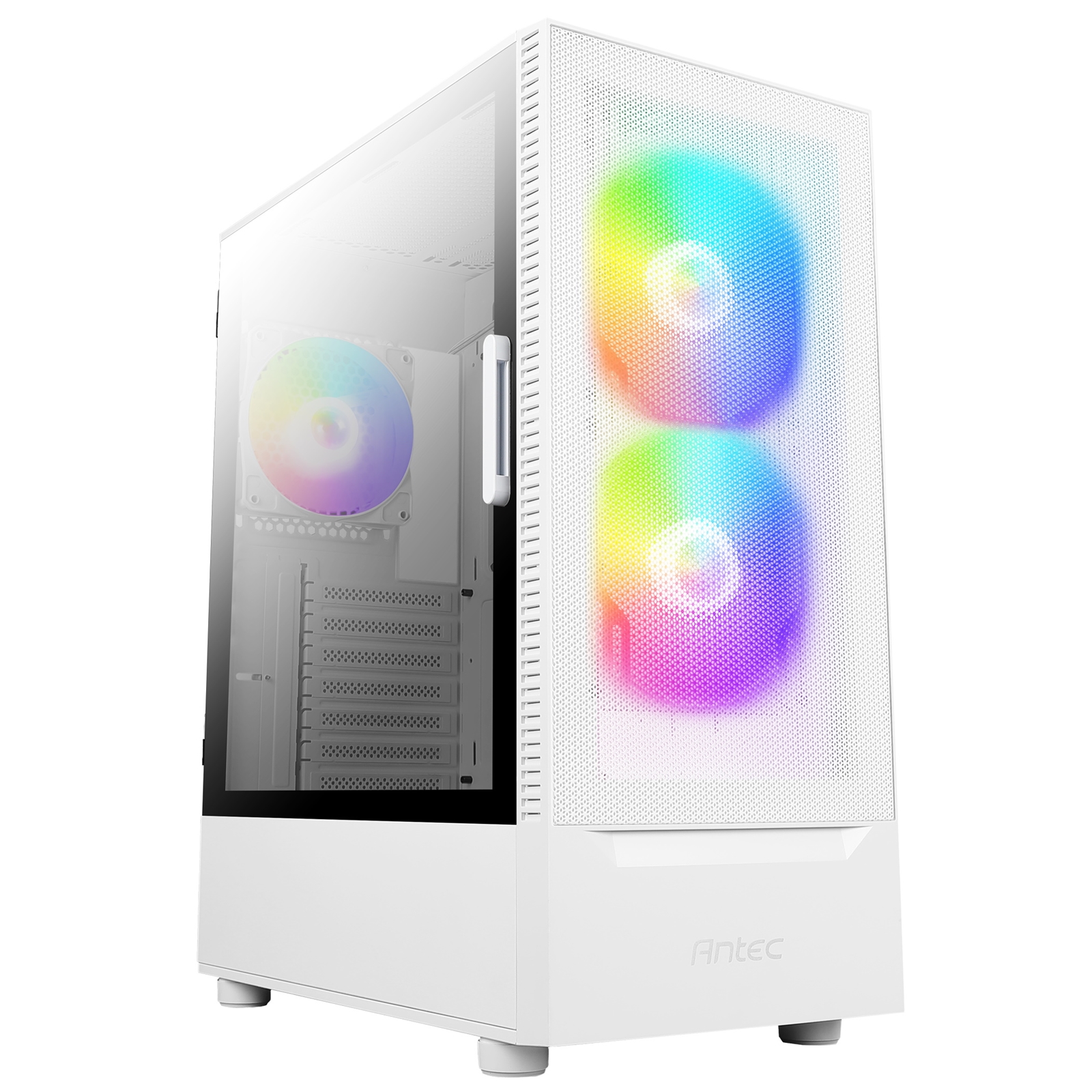 ANTEC NX410 Case, Gaming, White, Mid Tower, 1 x USB 3.0 / 2 x USB 2.0, Tempered Glass Side Window Panel, Addressable RGB LED Fans, ATX, Micro ATX, Mini-ITX - Image 4