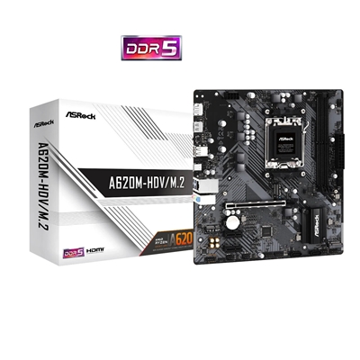 ASRock A620M-HDV/M.2 AMD AM5 Socket Motherboard, Micro-ATX, 2x DDR5 Slots, 1x M.2 Socket, GbE LAN, 1x DisplayPort / 1x HDMI Port - Image 3