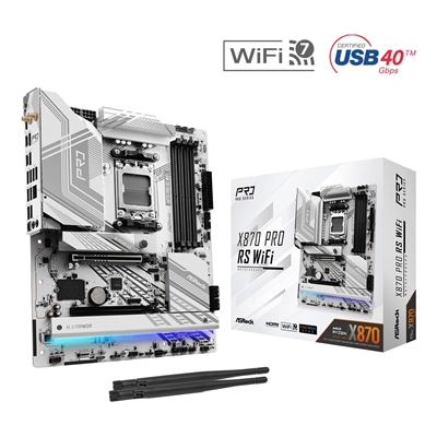 ASRock X870 PRO RS WIFI AMD AM5 Socket Motherboard, ATX, 4x DDR5 Slots, 3x M.2 Sockets, 3x USB-C Port, Fitted I/O Shield, 2.5GbE LAN, Wi-Fi 7, 1x HDMI Port / 2x USB-C (USB4) - Image 3