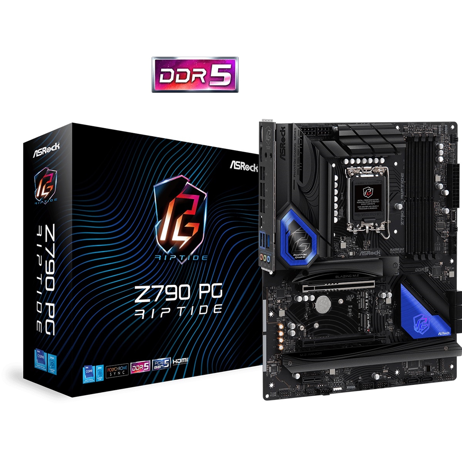 ASRock Z790 PG Riptide Intel 1700 Socket Motherboard, ATX, 4x DDR5 Slots, 5x M.2 Sockets, 2x USB-C Port, Fitted I/O Shield, 2.5GbE LAN, 1x DisplayPort / 1x HDMI Port - Image 4