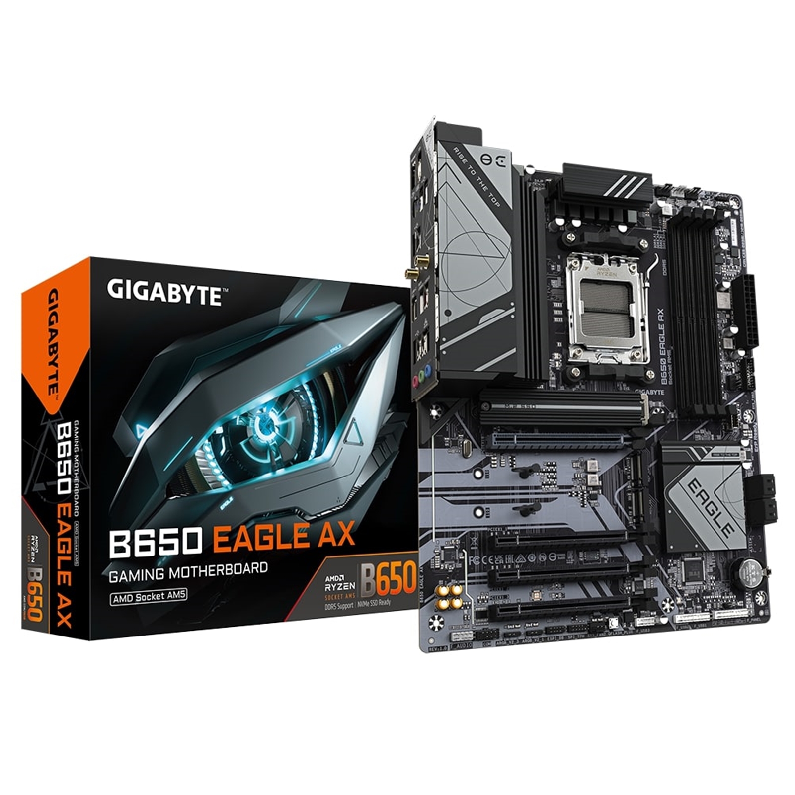 Gigabyte B650 EAGLE AX AMD AM5 Socket Motherboard, ATX, 4x DDR5 Slots, 3x M.2 Sockets, 1x USB-C Port, Fitted I/O Shield, GbE LAN, Wi-Fi 6E, 1x DisplayPort / 1x HDMI Port - Image 4