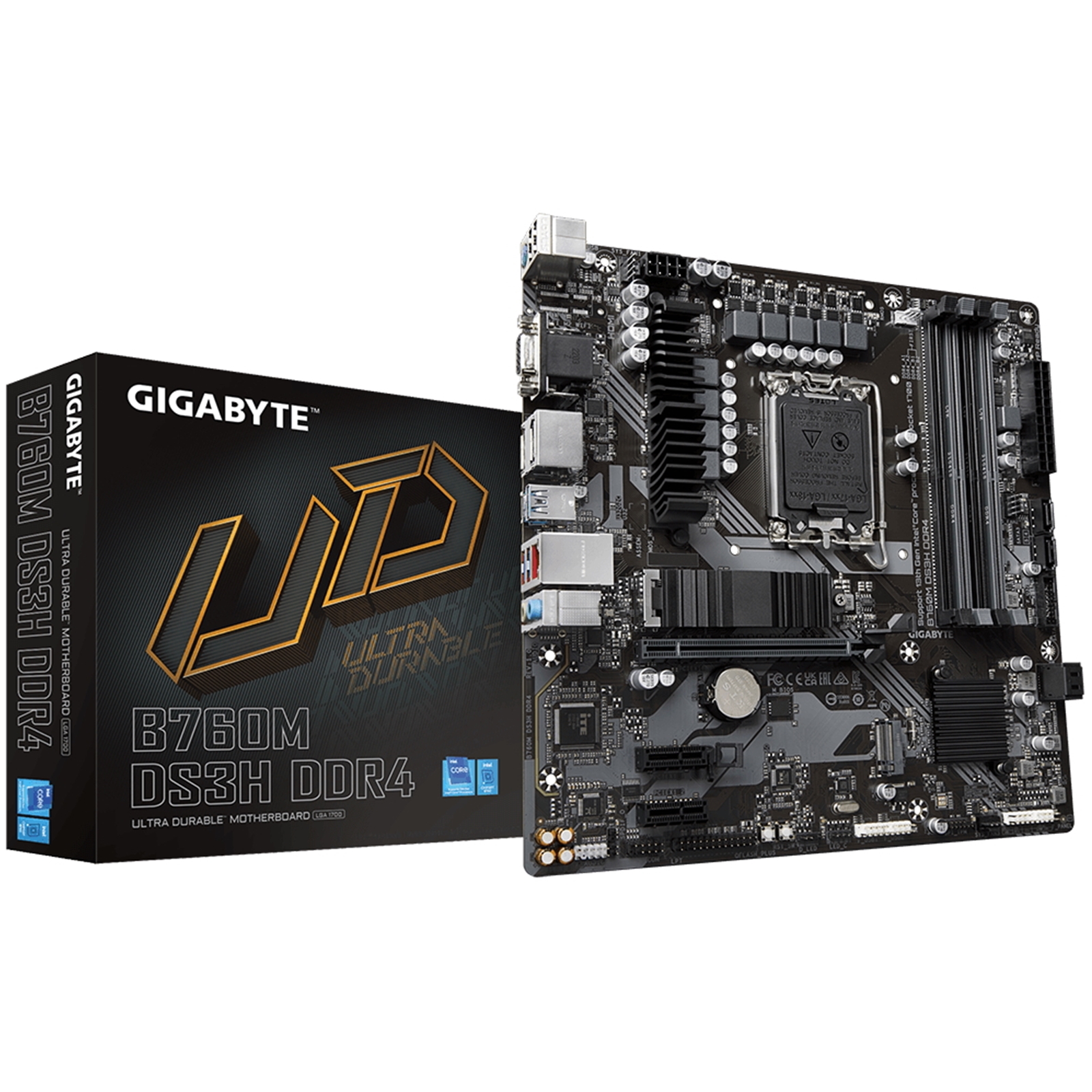 Gigabyte B760M DS3H DDR4 Ultra Durable Intel 1700 Socket Motherboard, Micro-ATX, 4x DDR4 Slots, 2x M.2 Sockets, 1x USB-C Port, 2.5GbE LAN, 1x D-Sub / 2x DisplayPorts / 1x HDMI Port - Image 4