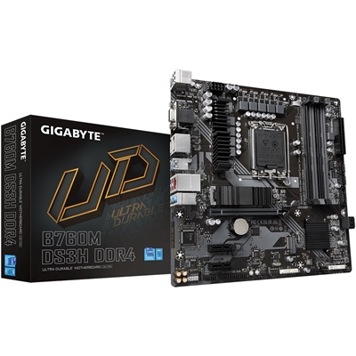 Gigabyte B760M DS3H DDR4 Ultra Durable Intel 1700 Socket Motherboard, Micro-ATX, 4x DDR4 Slots, 2x M.2 Sockets, 1x USB-C Port, 2.5GbE LAN, 1x D-Sub / 2x DisplayPorts / 1x HDMI Port - Image 3