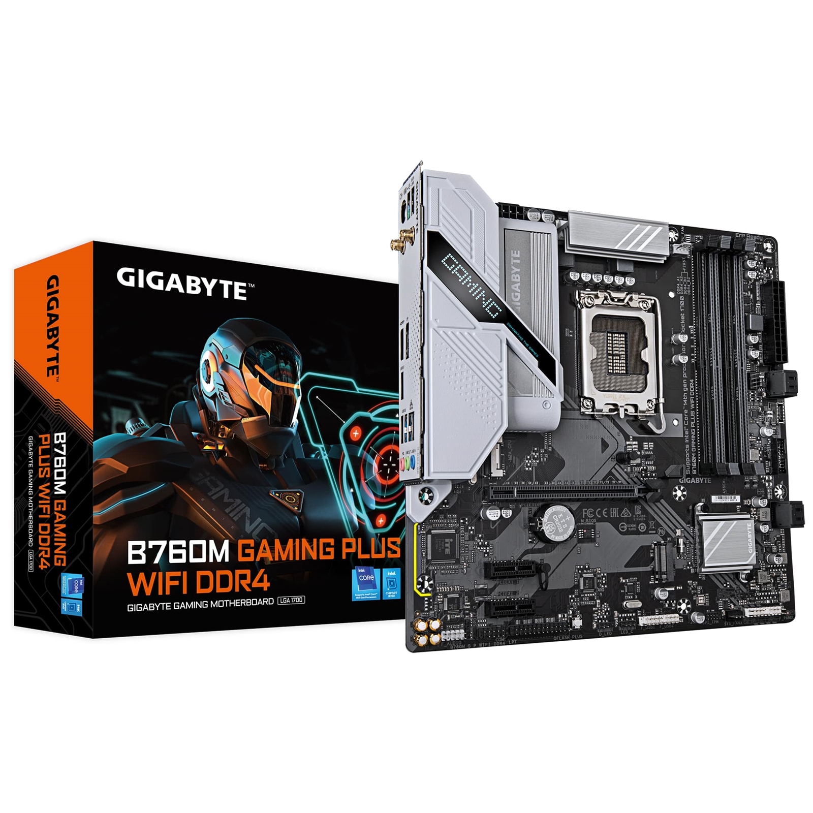 Gigabyte B760M GAMING PLUS WIFI DDR4 Intel 1700 Socket Motherboard, Micro-ATX, 4x DDR4 Slots, 2x M.2 Sockets, 1x USB-C Port, Fitted I/O Shield, GbE LAN, Wi-Fi 6, 1x DisplayPort / 1x HDMI Port - Image 4