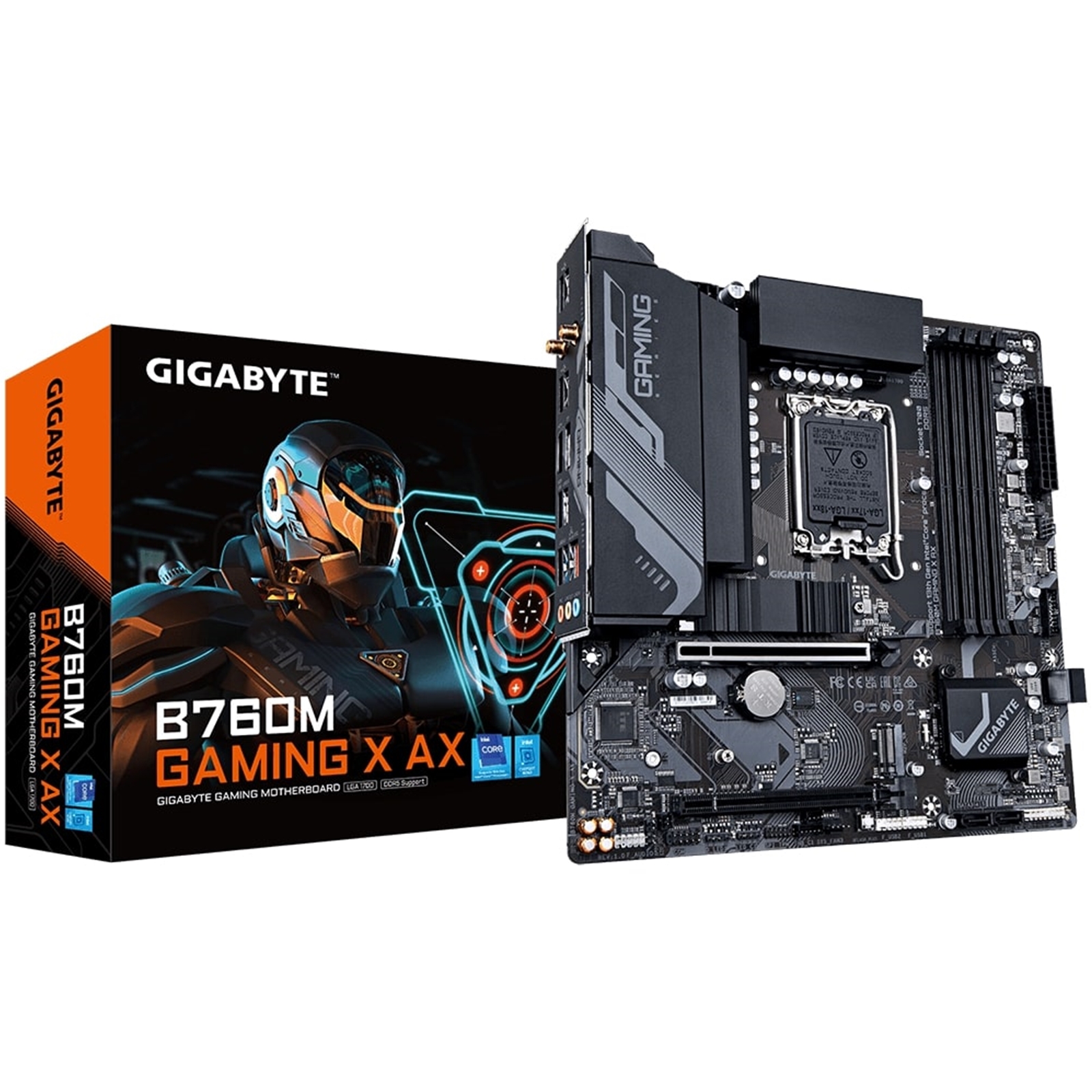 Gigabyte B760M GAMING X AX Intel 1700 Socket Motherboard, Micro-ATX, 4x DDR5 Slots, 2x M.2 Sockets, 1x USB-C Port, Fitted I/O Shield, 2.5GbE LAN, Wi-Fi 6E, 1x DisplayPort / 1x HDMI Port - Image 4