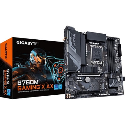 Gigabyte B760M GAMING X AX Intel 1700 Socket Motherboard, Micro-ATX, 4x DDR5 Slots, 2x M.2 Sockets, 1x USB-C Port, Fitted I/O Shield, 2.5GbE LAN, Wi-Fi 6E, 1x DisplayPort / 1x HDMI Port - Image 3