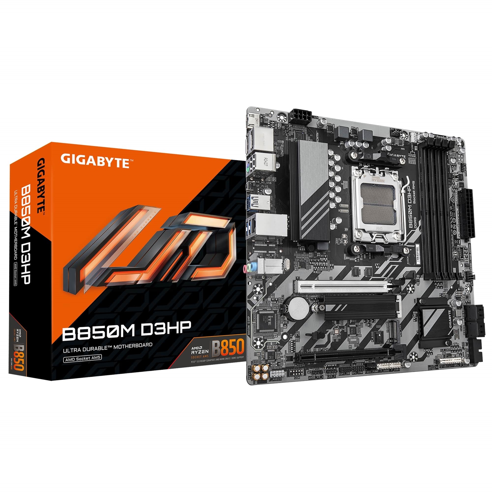 Gigabyte B850M D3HP AMD AM5 Socket Motherboard, Micro-ATX, 4x DDR5 Slots, 2x M.2 Sockets, 2x USB-C Port, GbE LAN, 2x DisplayPorts / 1x HDMI Port - Image 4