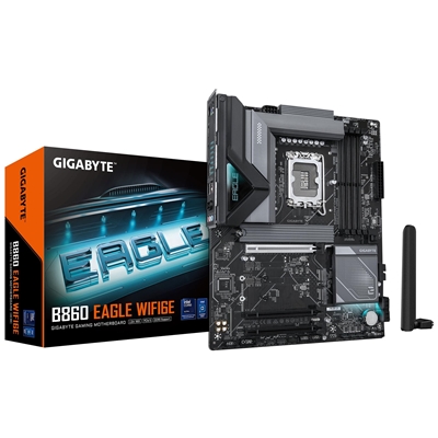 Gigabyte B860 EAGLE WIFI6E Intel 1851 Socket Motherboard, ATX, 4x DDR5 Slots, 3x M.2 Sockets, 2x USB-C Port, Fitted I/O Shield, 2.5GbE LAN, Wi-Fi 6E, 1x DisplayPort / 1x HDMI Port - Image 3