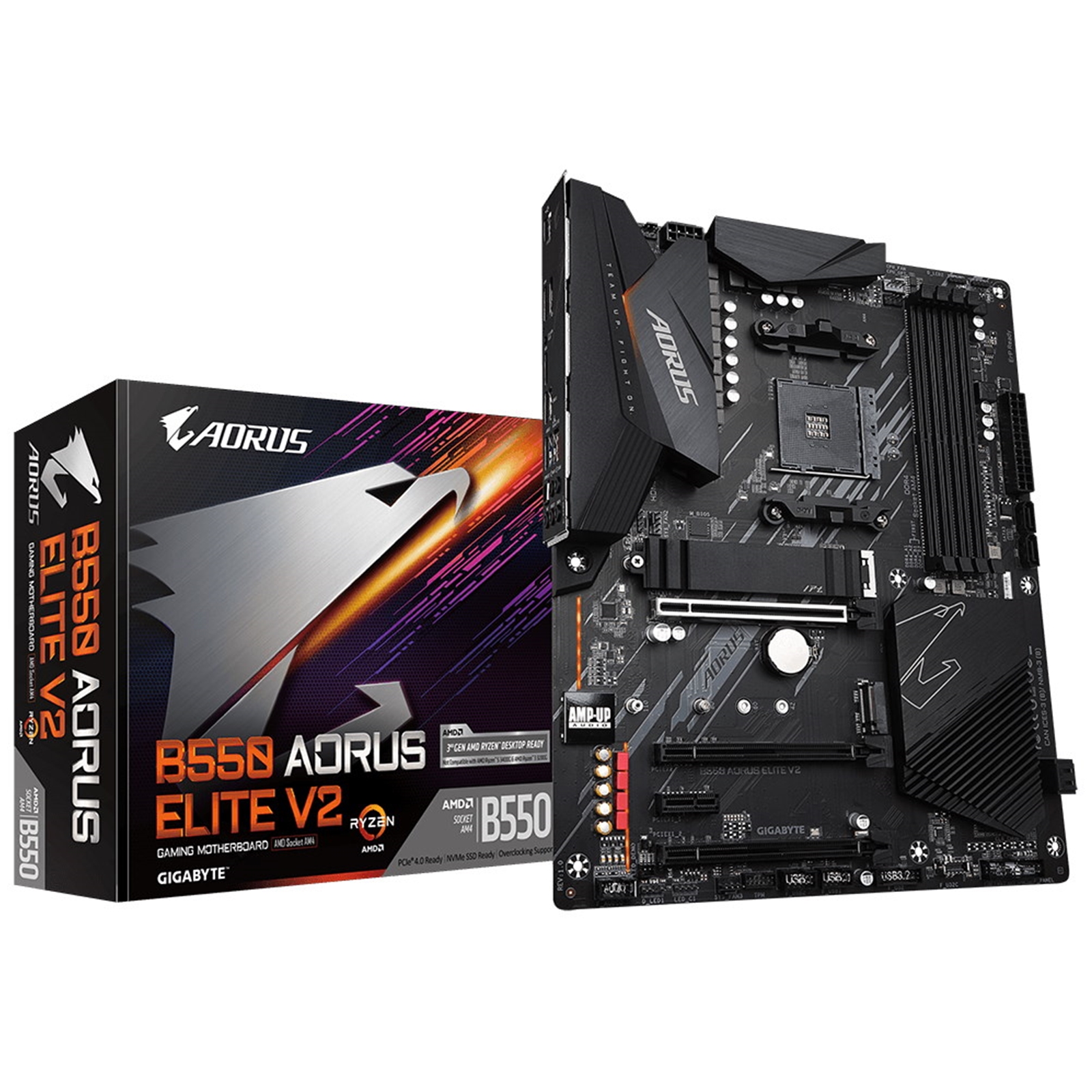 Gigabyte B550 AORUS ELITE V2 AMD AM4 Socket Motherboard, ATX, 4x DDR4 Slots, 2x M.2 Sockets, 1x USB-C Port, Fitted I/O Shield, 2.5GbE LAN, 1x DisplayPort / 1x HDMI Port - Image 4