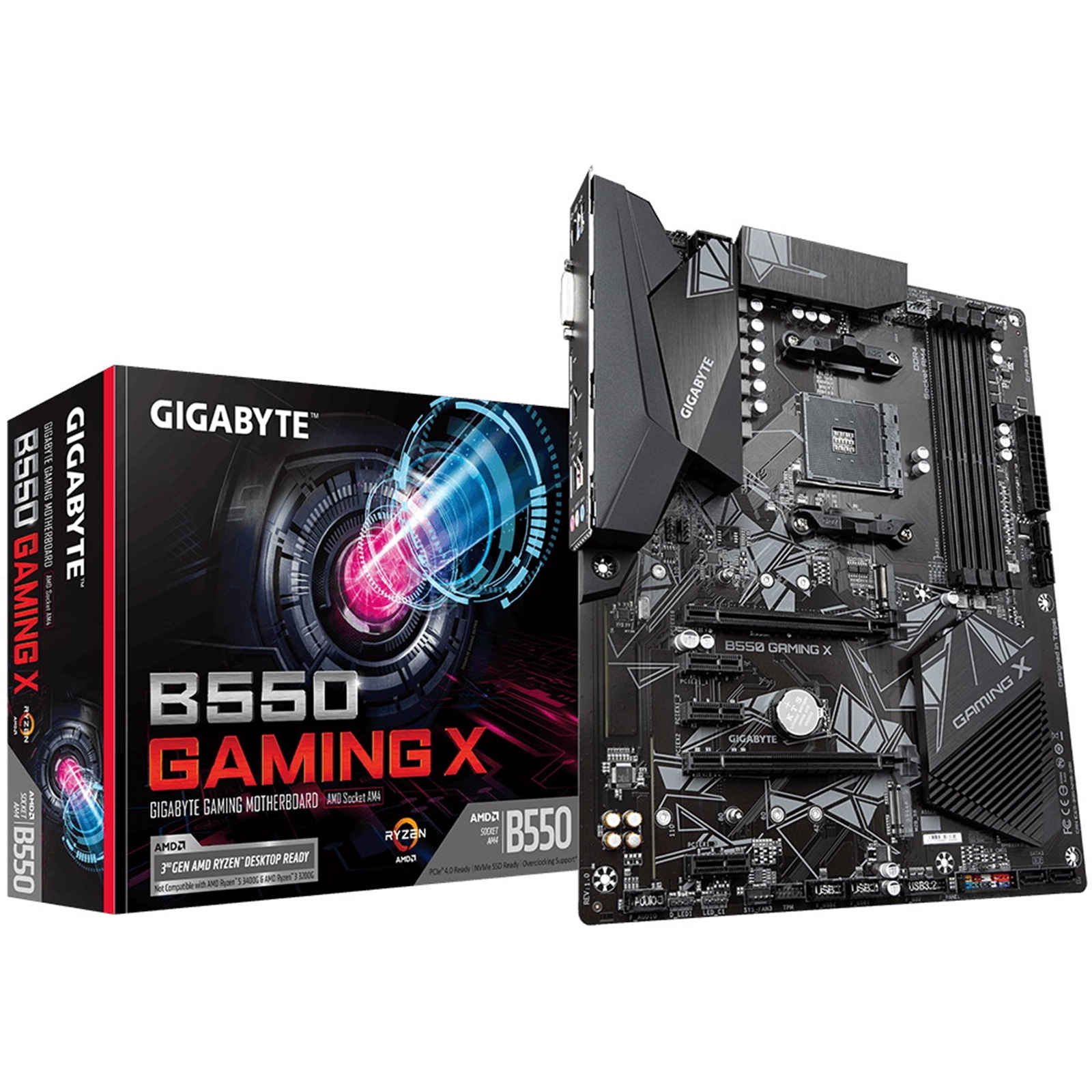 Gigabyte B550 GAMING X V2 AMD AM4 Socket Motherboard, ATX, 4x DDR4 Slots, 2x M.2 Sockets, 1x USB-C Port, Fitted I/O Shield, GbE LAN, 1x DVI-D / 1x HDMI Port - Image 4