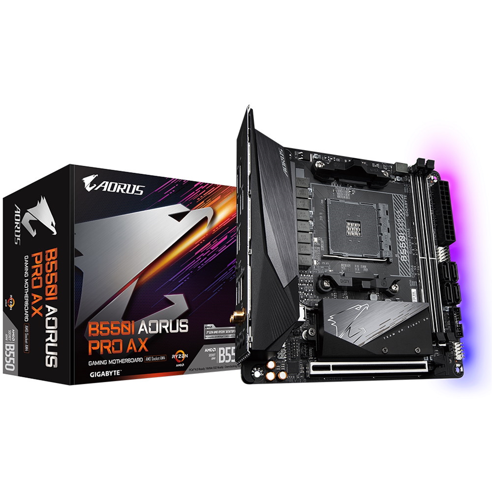 Gigabyte B550I AORUS PRO AX AMD AM4 Socket Motherboard, Mini-ITX, 2x DDR4 Slots, 2x M.2 Sockets, 1x USB-C Port, Fitted I/O Shield, 2.5GbE LAN, Wi-Fi 6, 1x DisplayPorts / 2x HDMI Port - Image 4