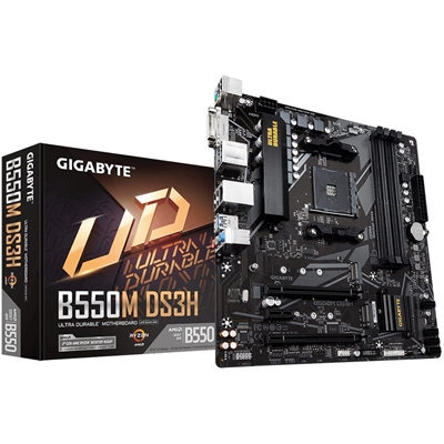 Gigabyte B550M DS3H Ultra Durable AMD AM4 Socket Motherboard, Micro-ATX, 4x DDR4 Slots, 2x M.2 Sockets, GbE LAN, 1x DVI-D / 1x DisplayPort / 1x HDMI Port - Image 3