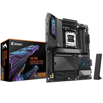 Gigabyte X870E AORUS PRO AMD AM5 Socket Motherboard, ATX, 4x DDR5 Slots, 4x M.2 Sockets, 3x USB-C Port, Fitted I/O Shield, 2.5GbE LAN, Wi-Fi 7, 2x HDMI Port / 2x USB-C (USB4) - Image 3