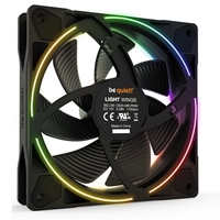 be quiet! Light Wings PWM Addressable RGB Fan, 120mm, 1700RPM, 4-Pin PWM Fan & 3-Pin ARGB Connectors, Black Frame, Black Blades, ARGB Lighting on Front & Rear - Image 7