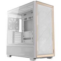 Antec FLUX Mid Tower PC Case - Tempered Glass, White/Wood, 5 PWM Fans, USB-C, E-ATX/ATX/mATX/ITX Compatibility - Image 6