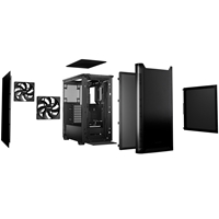 be quiet! Pure Base 501 Case, Black, Mid Tower, 2 x USB Type-A, 1 x USB Type-C, 2 x Pure Wings 2 140mm Black PWM Fans Included, Exchangeable Top Cover for Silent or High Performance, Insulation Mats on Front, Sides & Top - Image 6