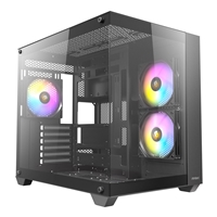 ANTEC CX800 Mid Tower Gaming Case, Black, 270 Full-view tempered glass, 3 x 120mm ARGB reverse fans, 1x USB 2.0 / 1x USB 3.0, ATX, Micro ATX, ITX - Image 2