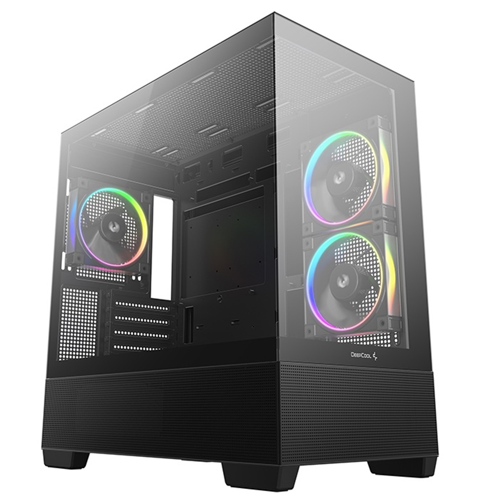 DeepCool CG380 3F Micro-ATX Gaming Case Black Panoramic Tempered Glass Side Panel, Mesh Airflow Front, 3 Pre-Installed ARGB Fans, USB-C & USB-A Front I/O, Spacious SFF/mATX/ITX Build Support - Image 3