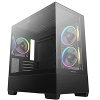 DeepCool CG380 3F Micro-ATX Gaming Case Black Panoramic Tempered Glass Side Panel, Mesh Airflow Front, 3 Pre-Installed ARGB Fans, USB-C & USB-A Front I/O, Spacious SFF/mATX/ITX Build Support