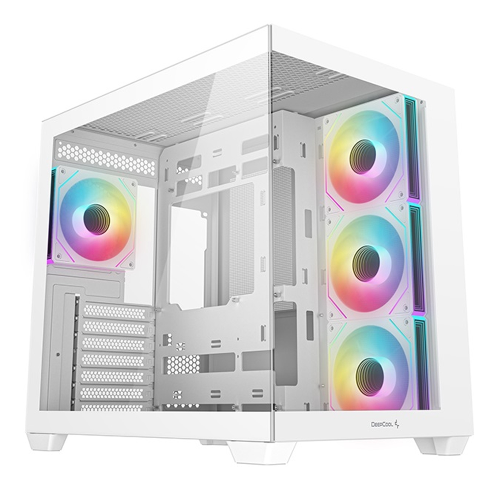 DeepCool CG530 4F Mid-Tower Case with Tempered Glass Panels, 4 Pre-Installed ARGB Fans, and Optimal Airflow Support, White - Image 4