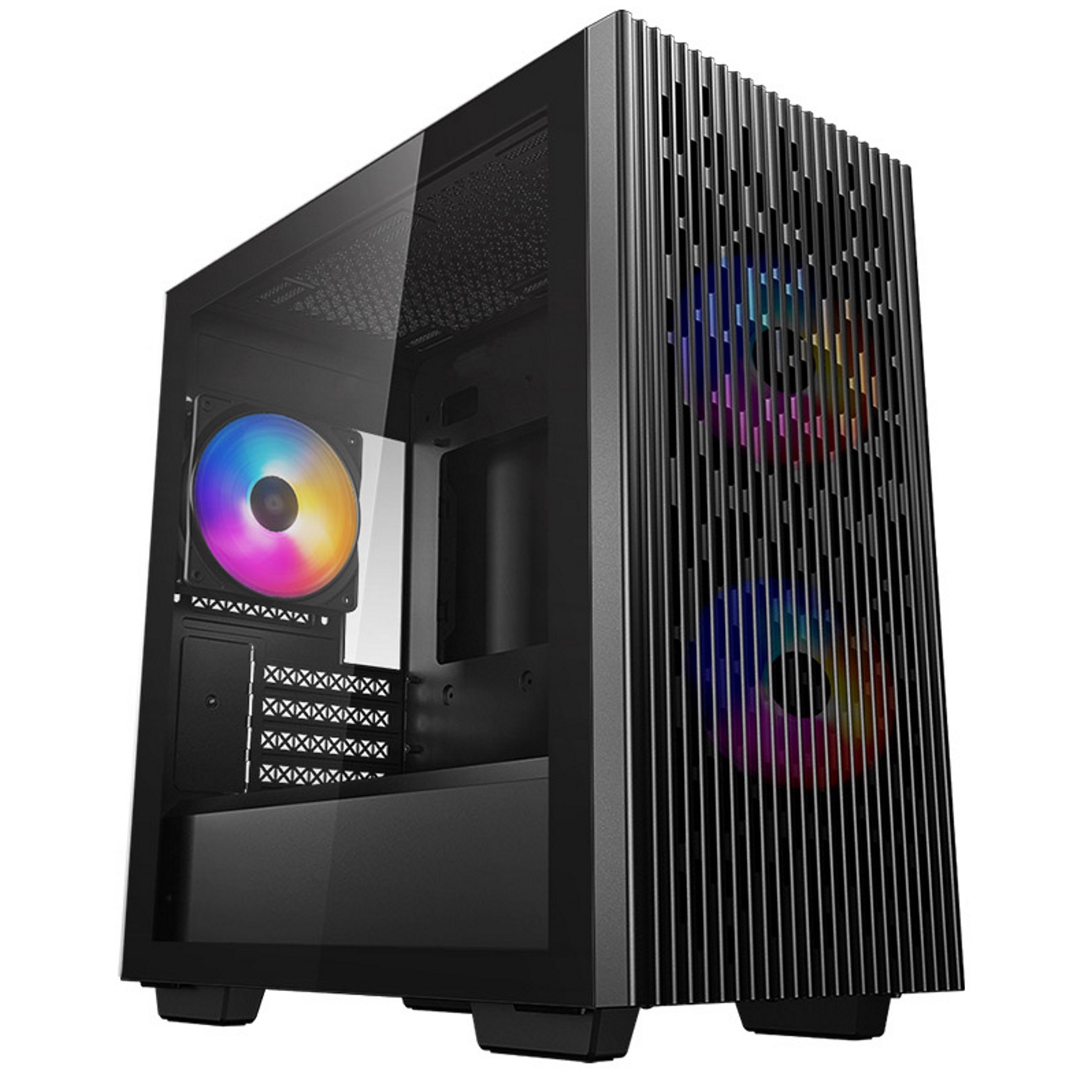 DeepCool MATREXX 40 3FS Case, Gaming, Black, Micro Tower, 1 x USB 3.0 / 1 x USB 2.0, Tempered Glass Side Window Panel, Mesh Front Panel for Optimized Airflow, Tri-Colour LED Fans, Micro ATX, Mini-ITX - Image 4