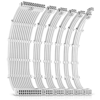 Antec White PSU Extension Cable Kit - 6 Pack (1x 24 Pin, 1x 4+4 Pin, 2x 8 Pin, 2x 6 Pin) - Image 3