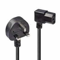 Lindy 30446 1m UK 3 Pin Plug To Right Angle IEC C13 (Kettle) 5 Amp Fuse Mains Extension Cable - Black - Image 2