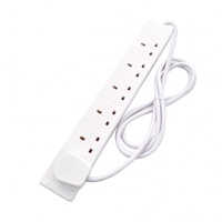 2m 6 Gang UK Mains Extension - White - Image 2
