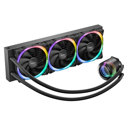 ANTEC Vortex 360 ARGB AiO Liquid CPU Cooler, Universal Socket, 360mm Radiator, PWM 2000RPM Fusion ARGB Cooling Fans, Addressable RGB LED Lighting with Suspended Spiral Pump Head Design - Image 3