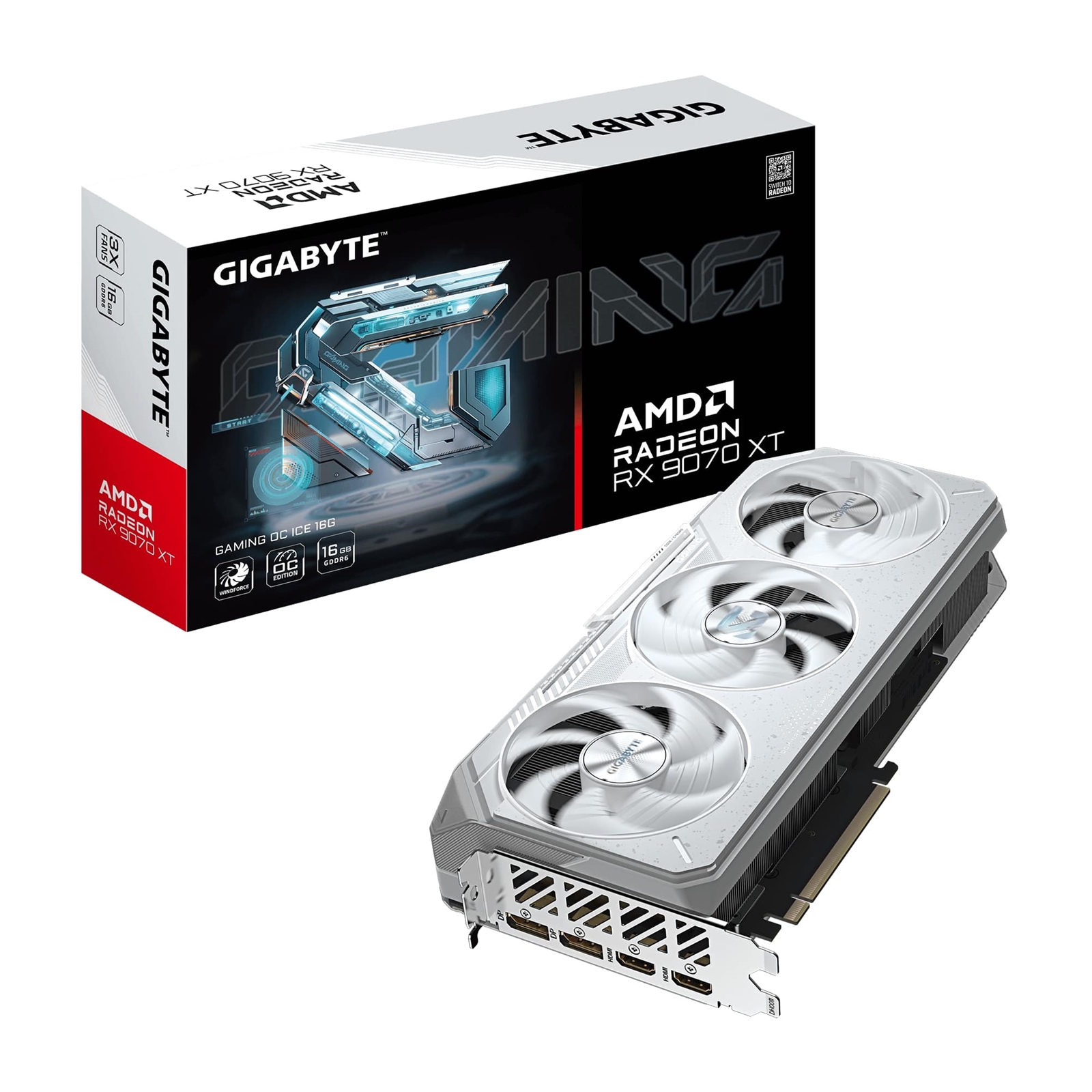 Gigabyte AMD Radeon RX 9070 XT GAMING OC ICE 16GB GDDR6 Graphics Card, 4096 Streams, 2520 MHz Core Clock, Triple Fan, RGB, 2x DisplayPorts / 2x HDMI Ports - Image 3
