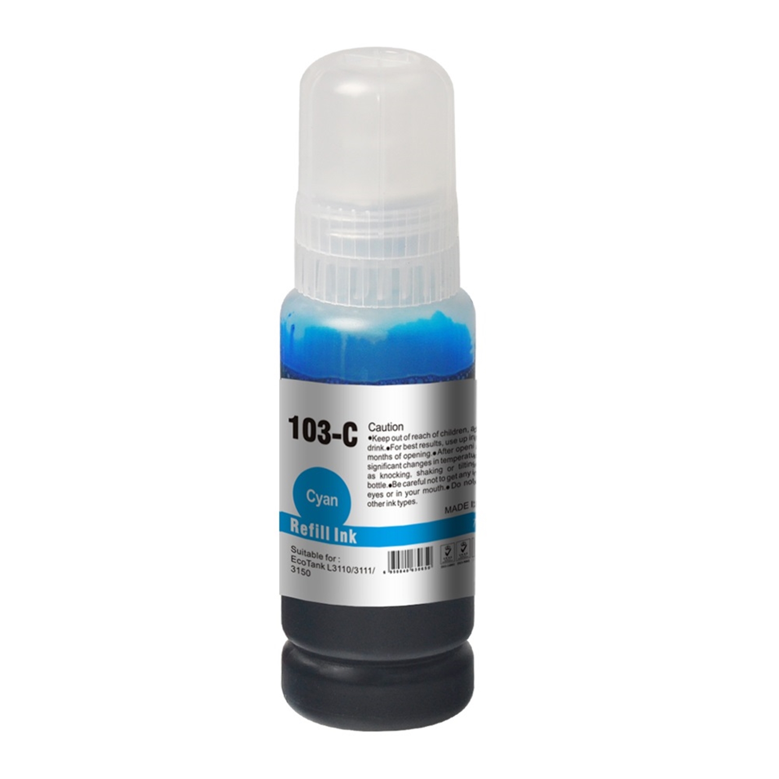 InkLab 103 Epson Compatible EcoTank Cyan ink bottle - Image 4