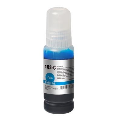 InkLab 103 Epson Compatible EcoTank Cyan ink bottle - Image 3