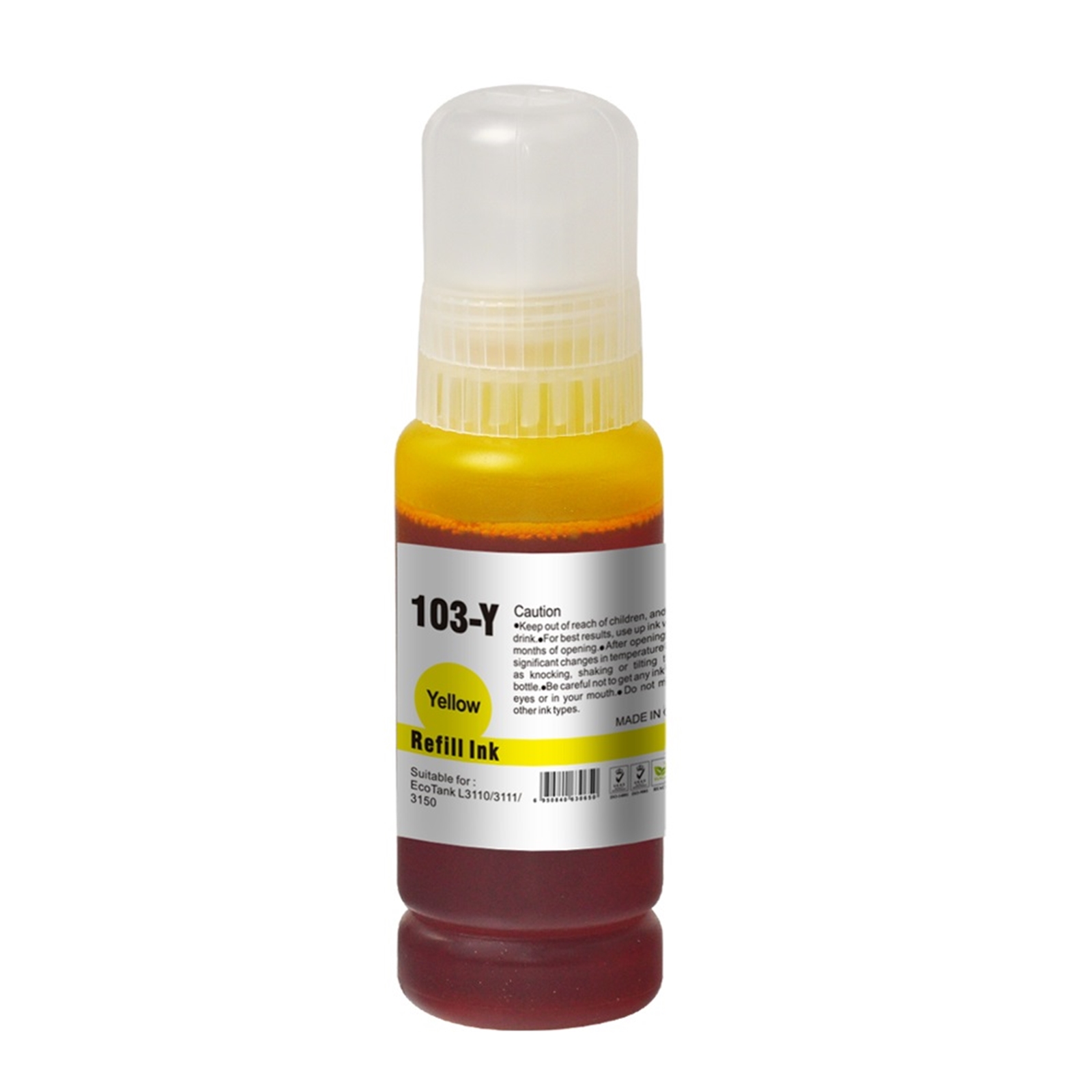 InkLab 103 Epson Compatible EcoTank Yellow ink bottle - Image 4